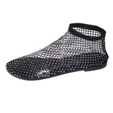 Summer New Color Water Drill Flat Beach Sandals Large Size Breathable Mesh Hollow Women