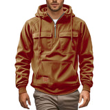 Men's Casual Coat Hooded Autumn And Winter Tunic Station Multi-Pocket