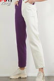 Spring White Jeans for Women Khaki Casual Denim Trousers Female Capris Purple Wide Leg Jeans Straight Pants