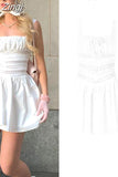 Casual Women's Dresses 2023 Cotton White Dress Sexy Birthday Dress V Neck A Line Holiday Lace Party Dresses