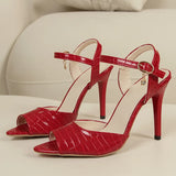 Summer Sexy Snake Pattern Heeled Fish Mouth Sandals High Heel Sandals
