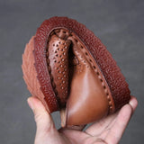 Time 99] Head-Level Cowhair Retro Hollow Sandals Women's Summer Flat Hole Shoes Comfortable Breathable Mother