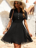 Dress Woman Summer Polka Dot Print Mini Dress Liade Elegant Casual Short Sleeve V Neck Sundress Feale Short Lace
