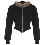 Cloth Forget Hairy Collar Collar Collar Collar Collar Collar Collar Collar Collar Coat Skinny Zipper Coat Waist Design Picts