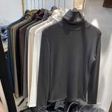 Zingj Shot Anti-Ball Cotton Pile Collar Wine Red Bottom Shirt Autumn Long-Sleeved T-Shirt Women With Slim Turtleneck