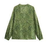 Women's INS Burst Fashion Casual Metallic Line Printed Shirt + Trousers