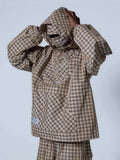 Retro Half-Necked Jacket Men's And Women's Young Lattice Double Hat