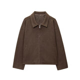 Autumn Fashion Three-Color Solid Color Zipper Hair Coat Women's Clothing