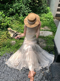 Xixi 2025 Summer New Temperament Apparent Thin High-Rise Half-Dressed Dress Dress Dress