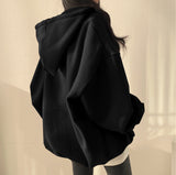 Solid Color Half Zip Up Oversized HoodieOutfit