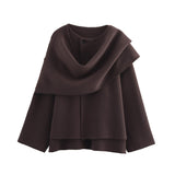 New With Asymmetric Scarf Short Loose Knit