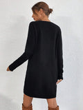 Solid Color Sexy Knitted Skirt Female Geometric Pattern Thread Round Collar Sweater