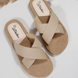 Slippers Women Wear 2025 Spring And Summer New Hemp Rope Anti-Slip Beach Shoes Simple Adragging