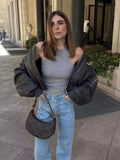 Street Short Dress 2025 Autumn Collar Locomotive Bomber Jacket Women's Top