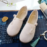 Zingj Shoes Beef Tendon Bottom Ethnic Wind Cloth Shoes Retro Plate Buckle Pure Color Literary And Art Sen Tea Art Women's Singles