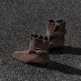 Retro Sleeve Two-Drain Square Head Short Boots Women 2025 New Belt Buckle Thick And Bundle Fashion