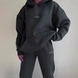 And Winter 2025 New Casual Jacket Set Plus Velvet Long Sleeve Fashion Thick Trousers Two Sets Of