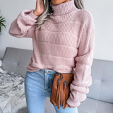Red Explosion Autumn And Winter High-Neck Long Sleeve Hollow Casual Base Knitted Sweater Women's