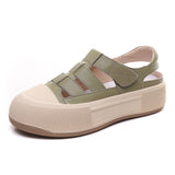 To 99] Leather Sports Sandals Women Wearing Women Wearing Women's Coats Magic Sticker Flat Leather Roman Thick