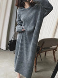 for Women New Loose Knit Jumper for Autumn Winter Long Knee-length Korean Fashion Dress Streetwear Sweater Dresses