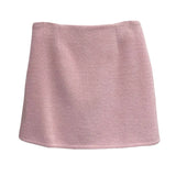 Real Shooting Pink Hair This Dress Girl Autumn And Winter High Waist A-Buffed Short Skirt Anti-Light One-Step Skirt