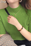 Sweater Knitted Blouse Women Tops Autumn and Winter Bottoming Tops Half-high Collar 2023 New Half Sleeve Clothes
