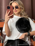 Hot Sale Ins Wind Loose T-Shirt Women's Three-Dimensional Mesh Yarn Tea Pure Cotton Short-Sleeved