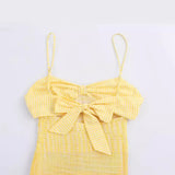 New Small Check-In Bow Ornament Back Hollow Dress