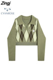 Women Knitted Crop Sweater Fashion Pullovers Ladies Winter Loose Sweater Korean College Style Women Jumper Sueter