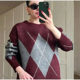 Burgundy Round Neck Knitted Sweater- Outfit