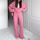Zingj 20232 New Solid Color Zip Loose Hoodie Casual Versatile Trouser Suit-Outfit