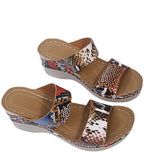 New Large-Size Women's Sandals Thick-Soled Flowers Snake-Snake Sandals Large-Size Women's