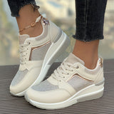 Spring And Autumn New Color Tie With Thick-Soled Women's Singles Shoes Large-Size Water Drill Sports Casual