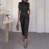Zingj 2023 Summer New Personality Shoulder System Shows A Thin Waist Belt Decorative Pants Suit-Outfit
