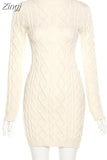 Sexy Knitted Sweater Dresses Fall Winter Clothes for Women Rave Outfit Backless Long Sleeve Mini Bodycon Birthday