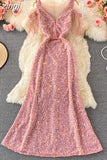 Sequins Party Maxi Dress For Women Sexy V-Neck Short Sleeve High Waist Tassel Long Robe Female Elegant