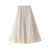 Fairy Atmosphere Swing Net Yarn Half-Dress Woman 2025 Spring Thin And Flowing Medium Long Folded Dress