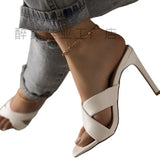 Summer New High-Heeled Sandals Women Large Size Fine Square Head Cross With Fashion Sandals