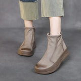 Layer Of Kraft Two Cotton Thick Skin Boots Autumn And Winter Simple Martin Boots Women Side Zippered British Short