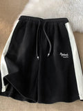 Korean Letter Embroidery Women Striped Shorts Streetwear Casual Y2K Sport Shorts Bf High Waist Fashion Harajuku