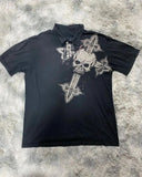 Short-Sleeved Retro Loose Leaf Print Polo Shirt Loose Street