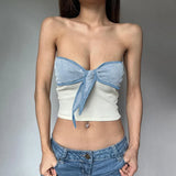 Zingj Women's Fall 2024 New Fashion Sexy Pure Desire Sweet Spicy Wind Bow Knot Color Wrapped Chest
