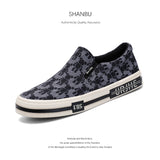 Flash-Step Autumn New Men's Shoes Korean Print Fashion Trend Men's Cloth Shoes Comfortable Breathable Board Shoes