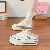 Slippers Women's Summer Wear 2025 New Canvas Shoes Without A Back And A Lazy Half Dragged The Bottom Of The