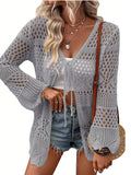 Beach Knitted Jersey In Summer 2025 Sexy Solid Color Knitted Beach Swimwear Shirt Sunscreen