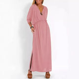 Summer 2025 Fashion Solid Color High Waist Open Fork Short Sleeve
