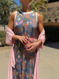 Summer New Temperament Elegant Printed Dress Collar Vest Two-Piece Set