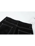 Patchwork Jeans Pants Women Straight Jeans High Waist Streetwear Y2k Retro Pants Casual Ladies Denim Wide Leg Trouser