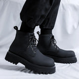 Zingj Kong Wind Tooling Boots Male Fashion Autumn New Handsome Black Locomotive Ankle Boots British Wind Martin Boots