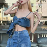 Trendy Set 2025 Autumn And Winter Bow Tie With Cowboy Vest High-Waist Jeans Two-Set
